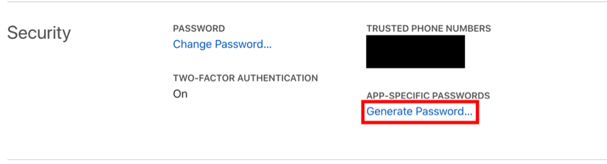 図１：セキュリティにパスワード設定